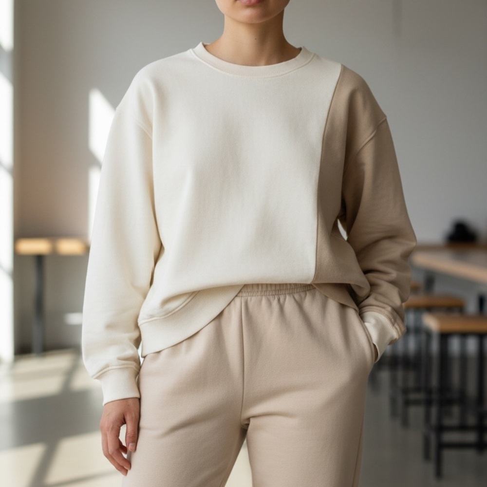 Zara White and Tan Crew Neck Sweater - Picture 3 of 6